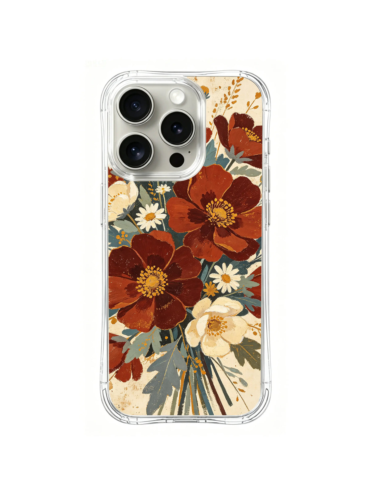 Rustic Wildflower Bouquet pattern on iPhone 15 Pro case