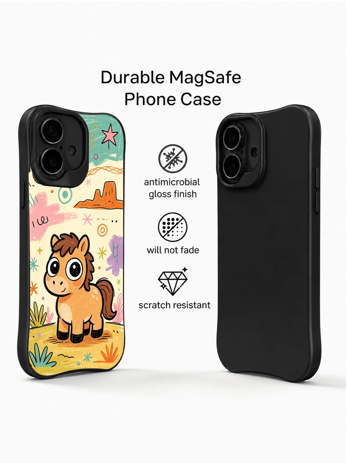 Prairie Pony iPhone 16 Plus case features