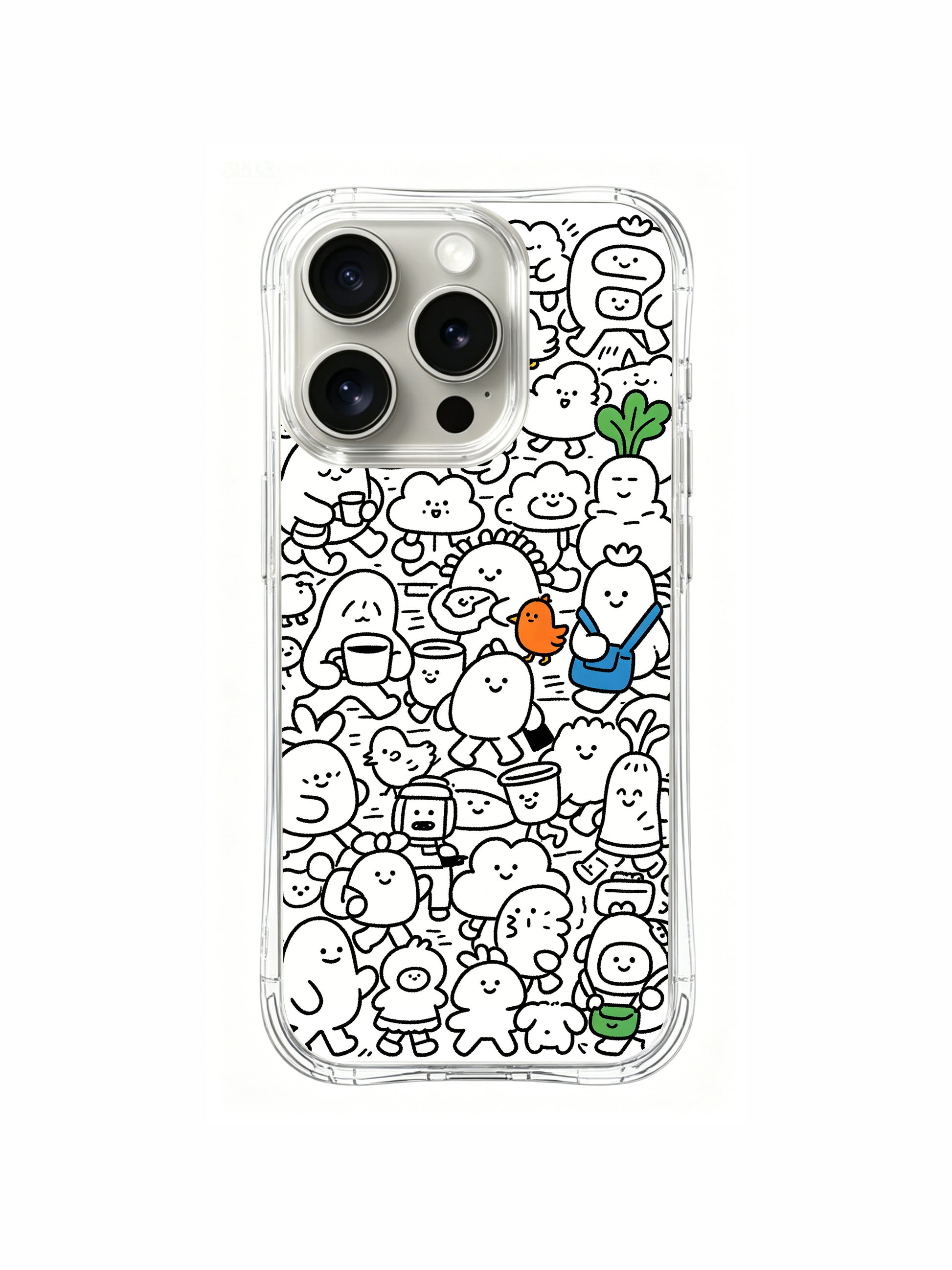 Pretending-to-be-busy blob folk art iPhone 15 pro Case, original co-created phone casing for PhoneCasing, premium long-wearing illustrated phone cover.