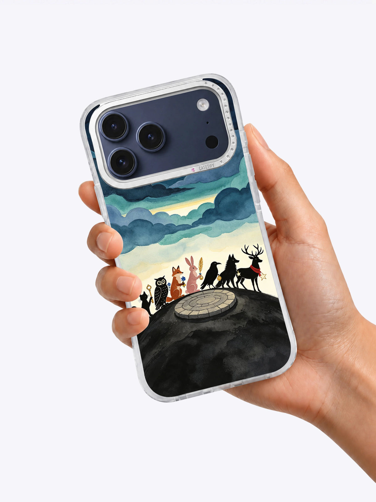 Procession to the Eclipse iPhone case held in hand
