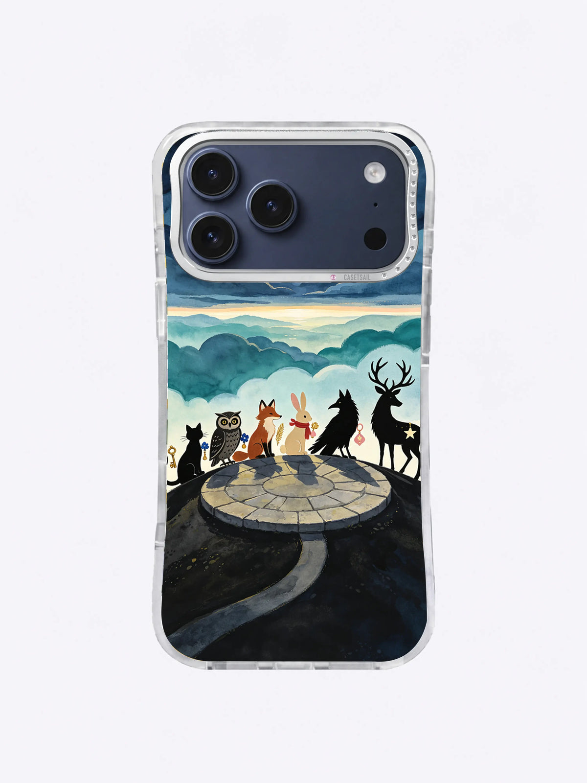 Moonlit procession carrying small tokens toward an eclipse on an iPhone case