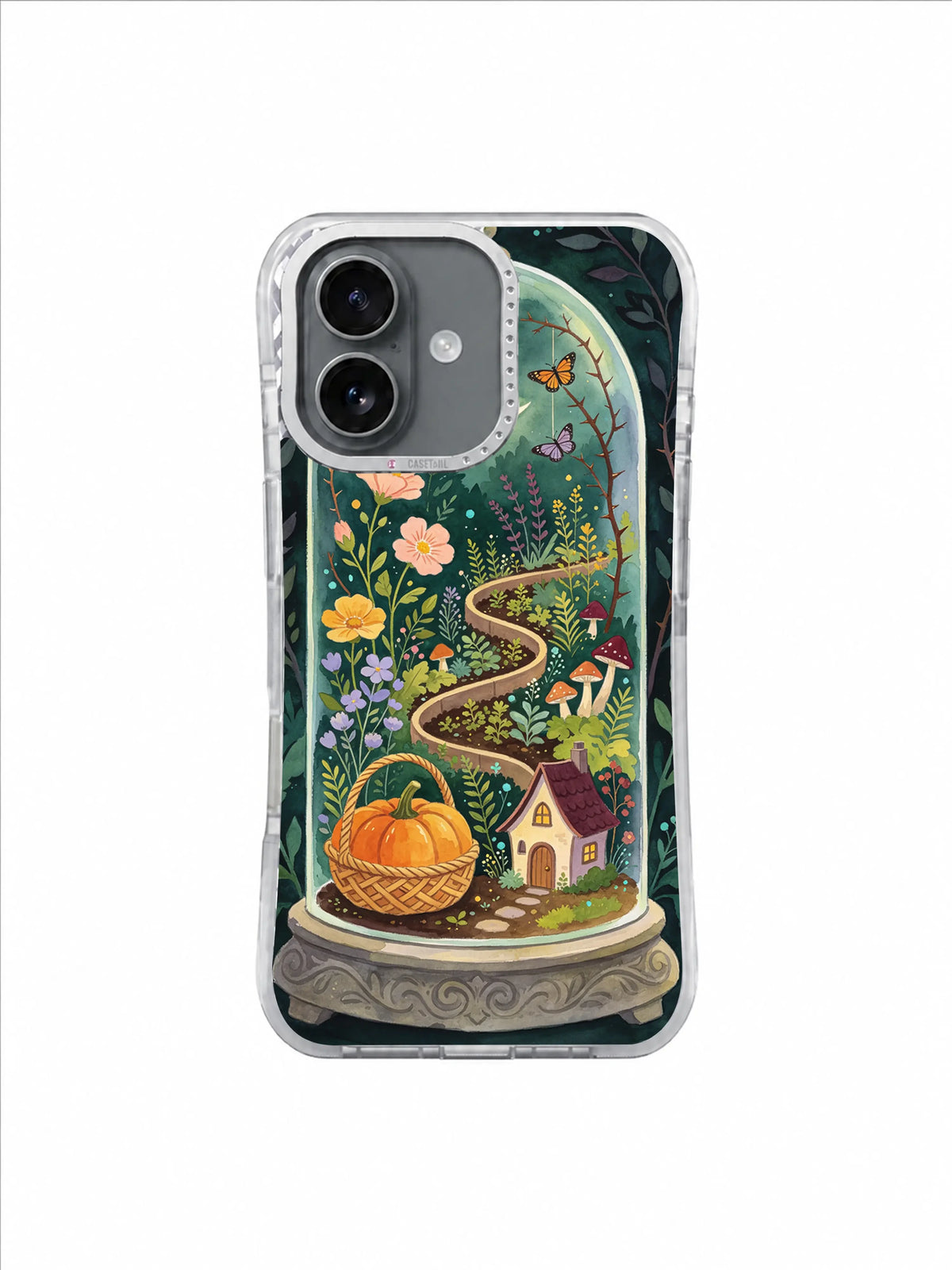 Pumpkin Basket Greenhouse cottagecore artwork on an iPhone case
