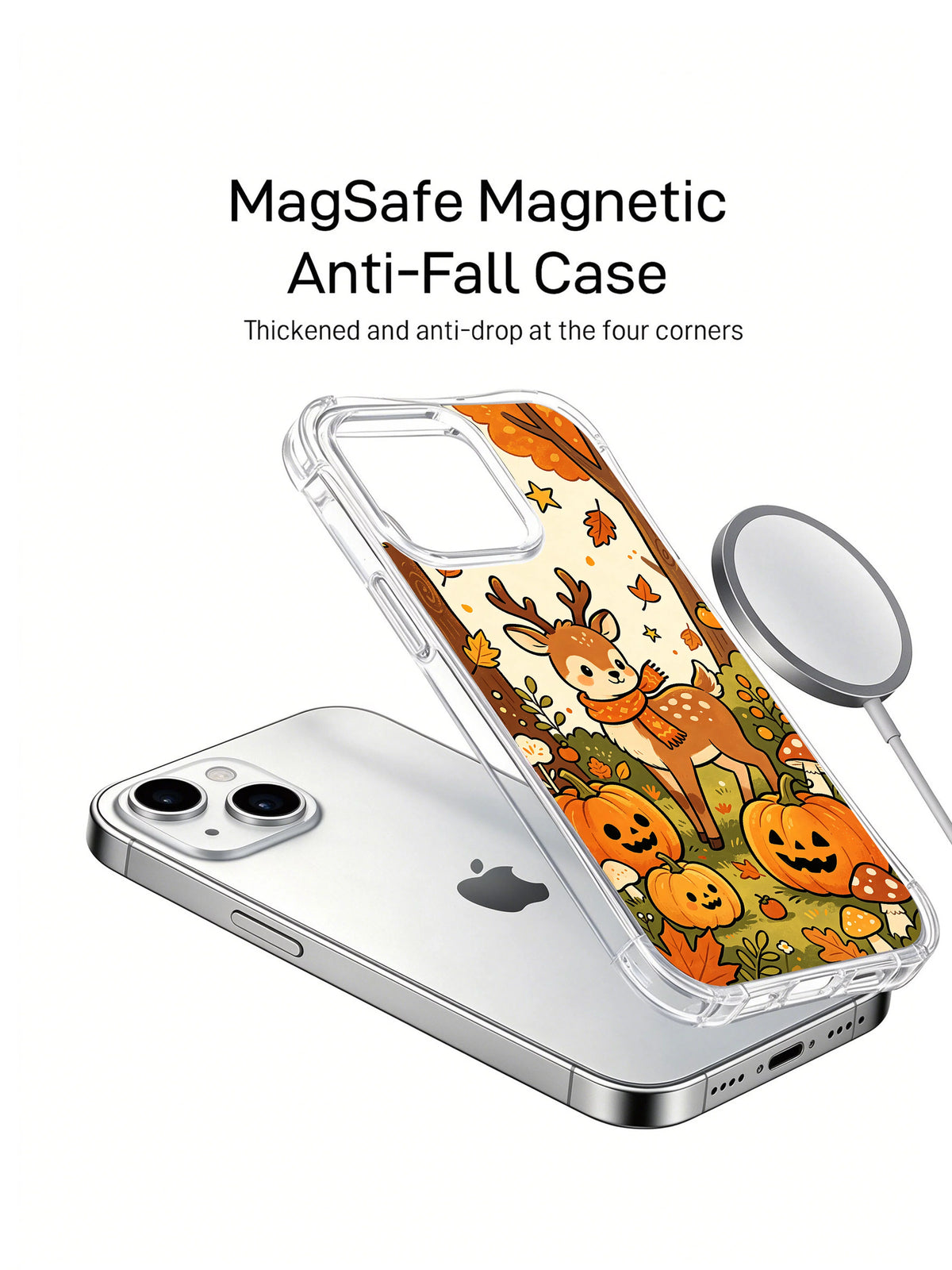 Pumpkin Deer Autumn Waltz iPhone 14 MagSafe case view