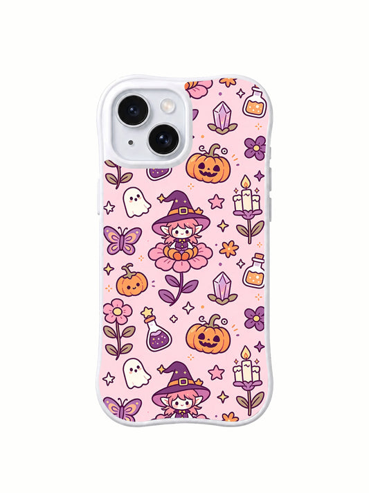 Pumpkin Fairy Dreamscape iPhone 14 Plus case with pink cottagecore Halloween art