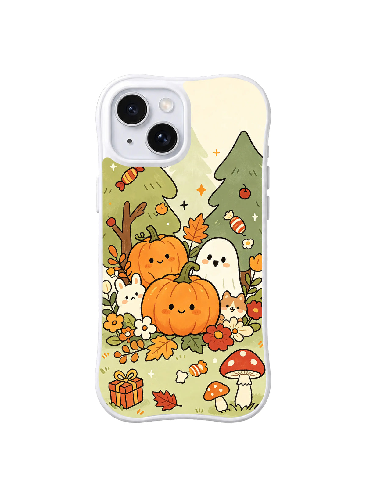 Pumpkin Forest Friends pattern on iPhone 14 case