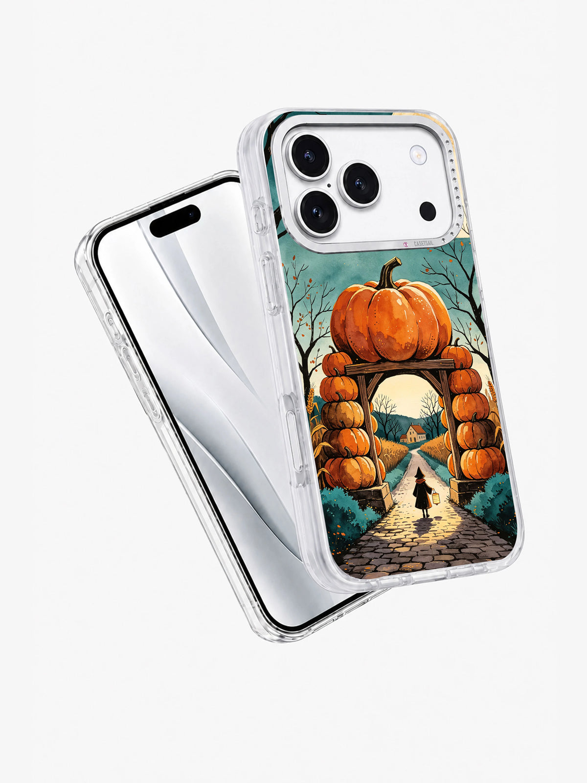 The Pumpkin Gate of Courage iPhone 17 Pro case angled view
