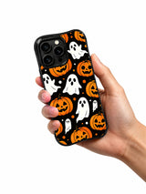 Black orange pumpkin ghost iPhone 13 Pro Max case lifestyle