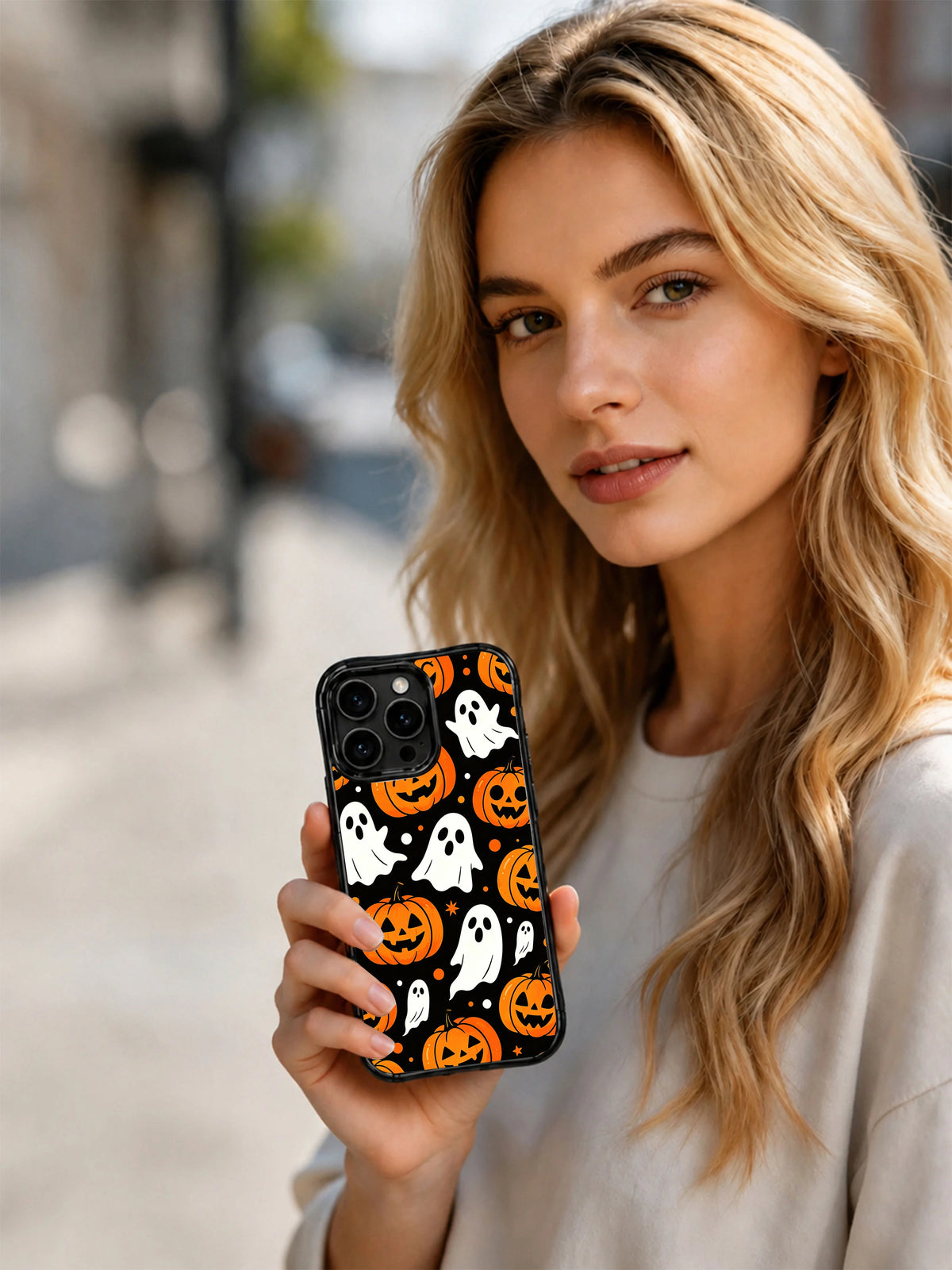 Artist designed pumpkin ghost iPhone 13 Pro Max case