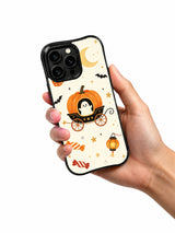 Pumpkin Moon Parade iPhone 14 Pro case in hand