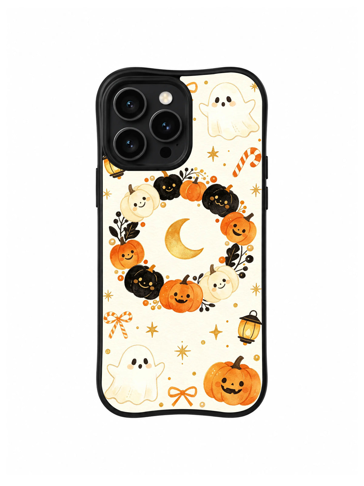 Moonlit Pumpkin Wreath pattern iPhone 14 Pro case