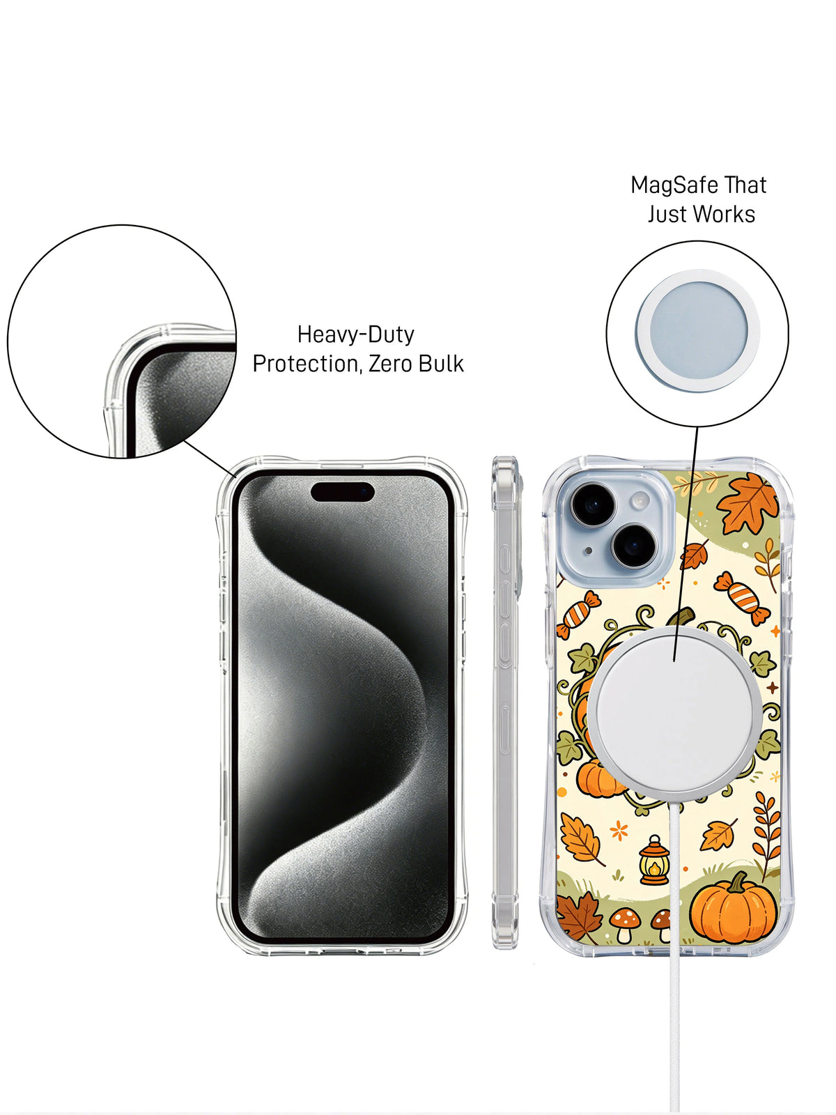 Pumpkin Patch Pony Friends iPhone 14 case fit and MagSafe details