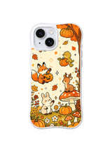Pumpkin Picnic Friends pattern on a white iPhone 14 case
