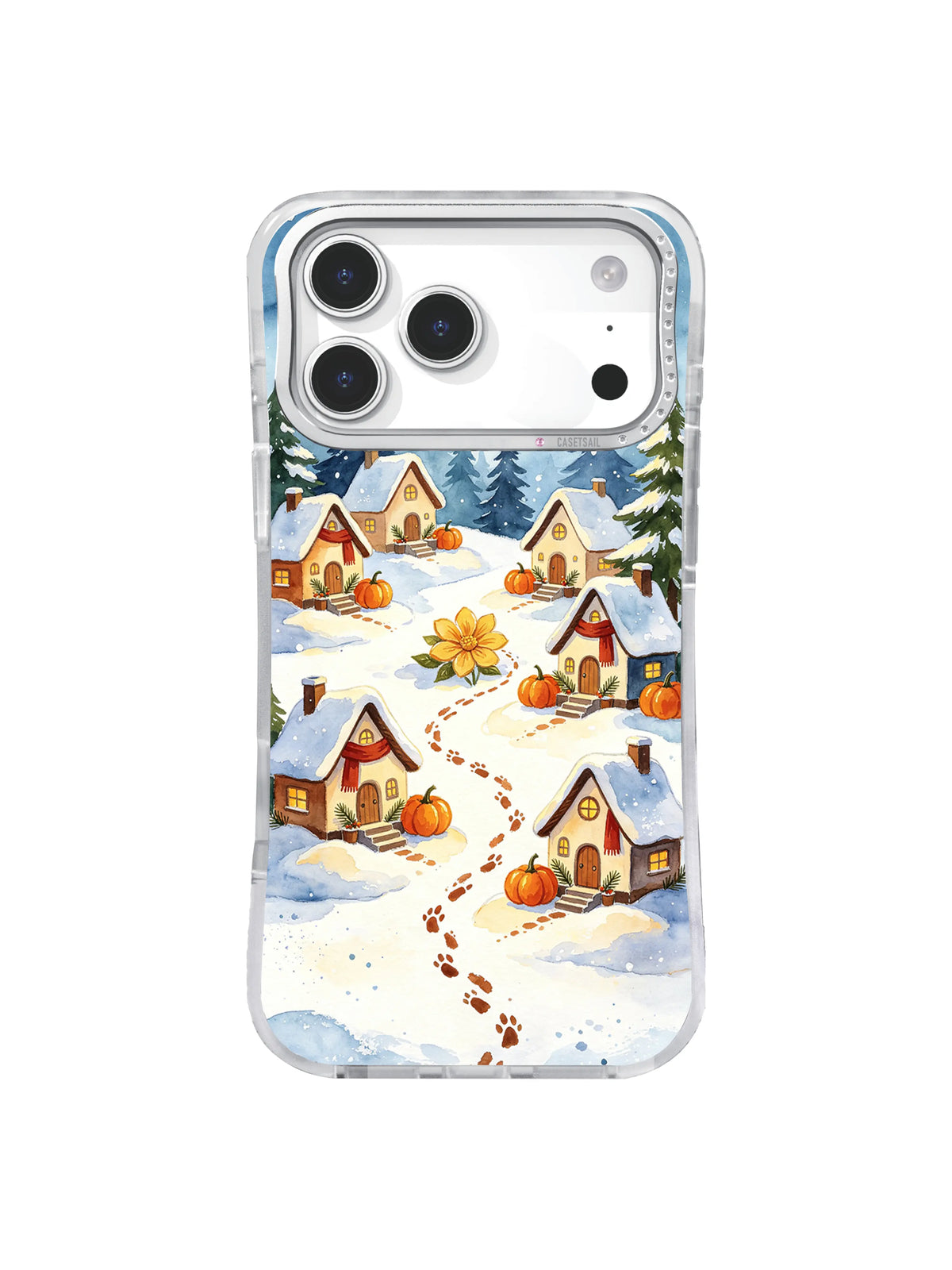 The Golden Flower in Pumpkin Snow fox footprint village iPhone case artwork
