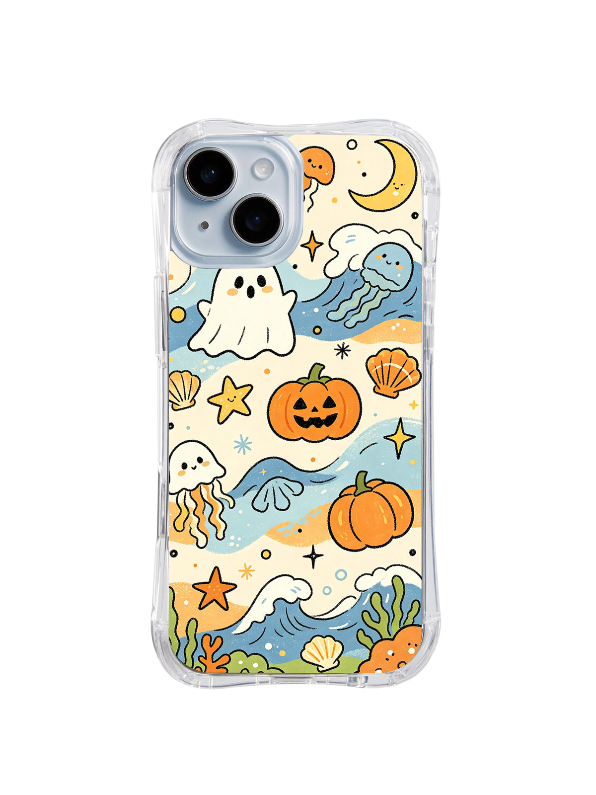 Pumpkin Wave Ghosts pattern on iPhone 14 case
