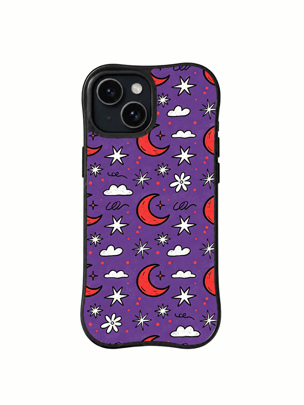 Purple Moonflower Night iPhone 14 Plus case constellation front view