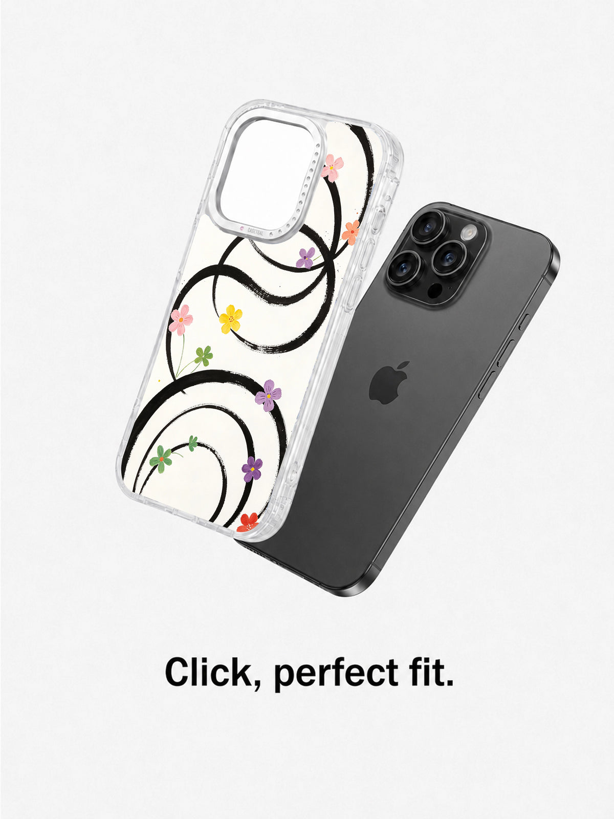 Abstract black line floral case product presentation