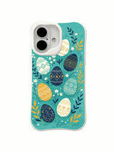 Quiet Hope Easter / Dark Meadow Eggs: Large navy, ivory and gold decorated eggs scattered among fine stems and little white flowers.