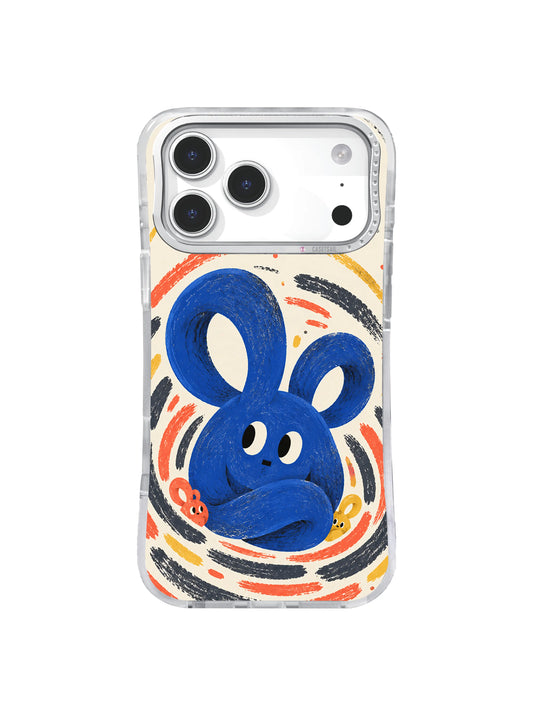 The Quiet Noise Keeper Cobalt Keeper artwork on iPhone 17 Pro Max case