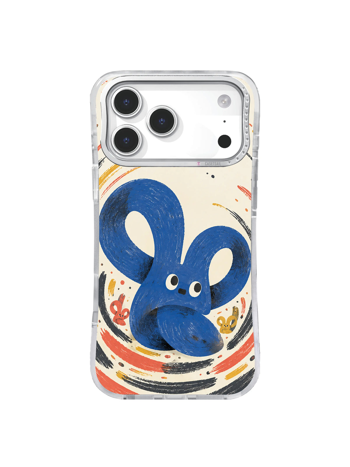 The Quiet Noise Keeper Ivory Pause artwork on iPhone 17 Pro Max case