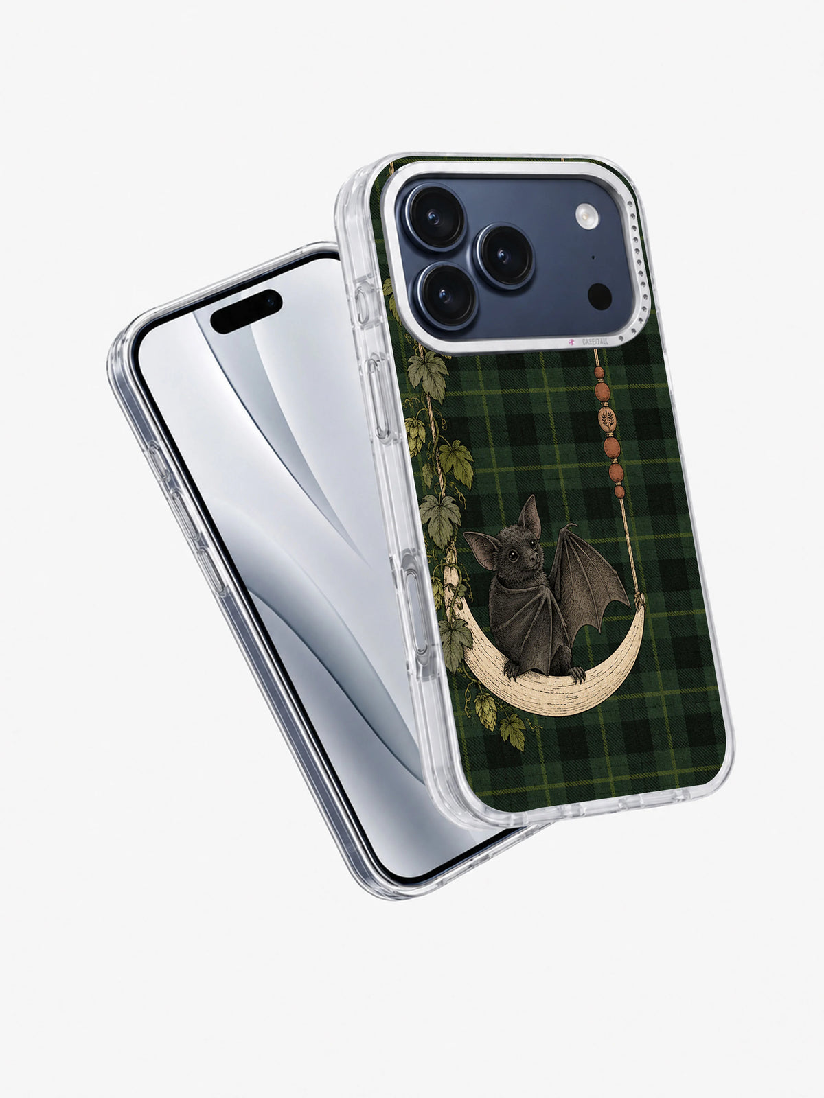 Quiet Seats on the Moon Swing iPhone 17 Pro case angled view