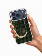 Quiet Seats on the Moon Swing iPhone 17 Pro case held in hand