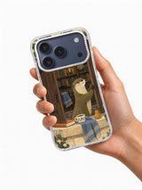 Hand holding the Closing the Quiet Window transparent iPhone 17 Pro case