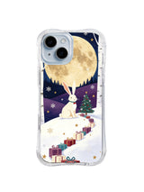 Birchwood Moon Wish white rabbit winter artwork on an iPhone 14 case