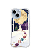 Quiet Moonlit Wishes Christmas rabbit artwork on an iPhone 14 case