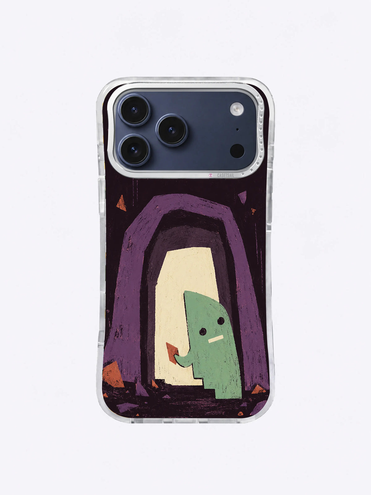 The Door Beneath the Racket purple nested frame artwork on an iPhone case