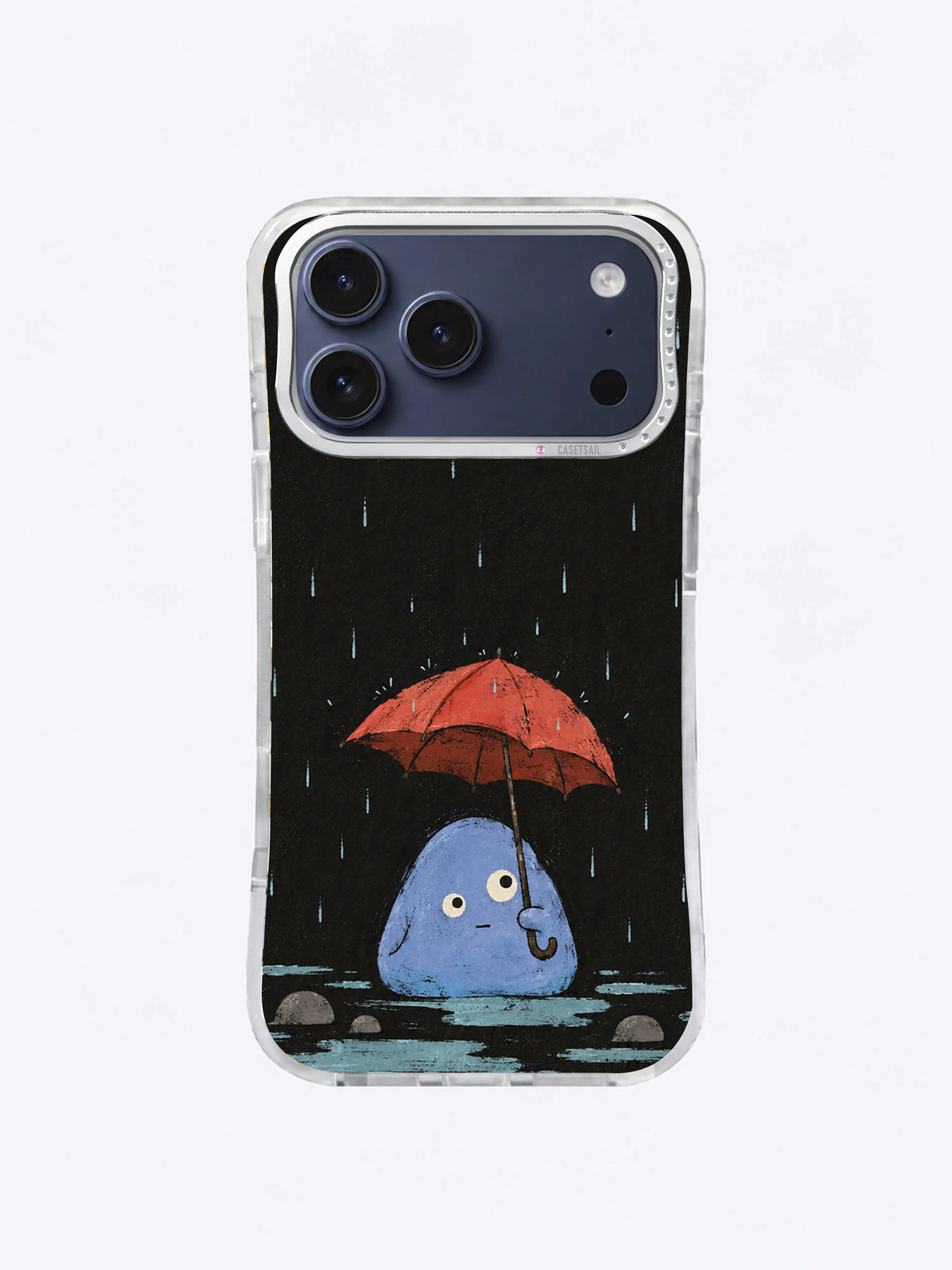Little rain keeper beside small stones and horizontal step marks
