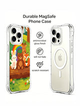 Front and side views of woodland friends iPhone 14 Pro Max case
