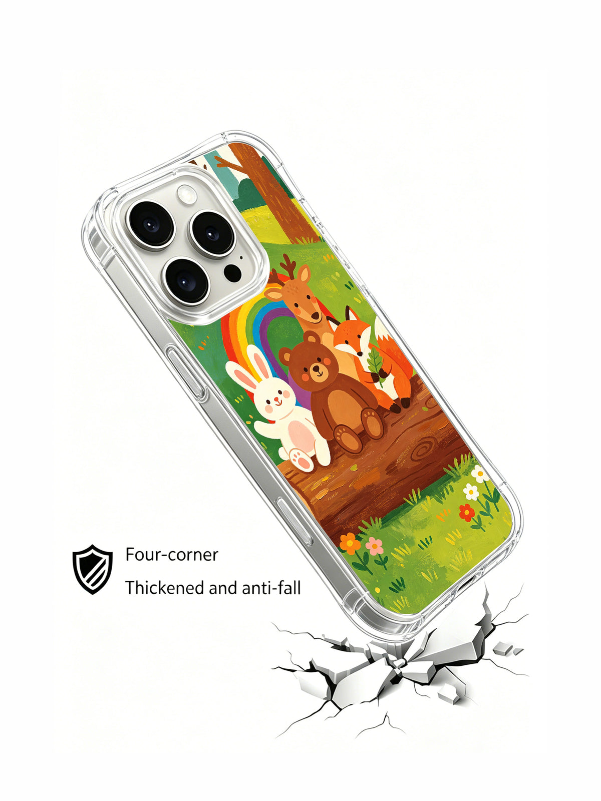 Front and back composition of Rainbow Animal Friends case