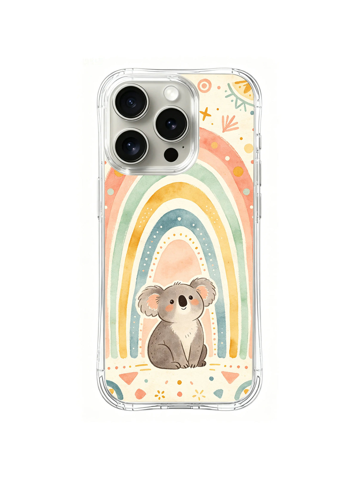 Folk Rainbow Koala pattern iPhone 14 Pro case