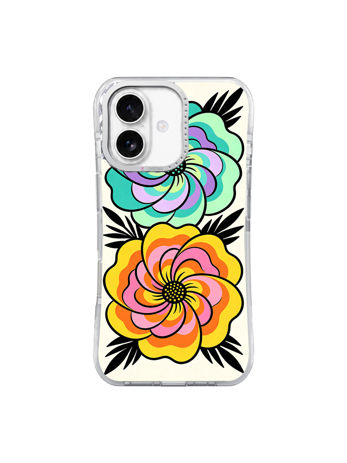 Double Rainbow Blossom colorful floral iPhone 17 case