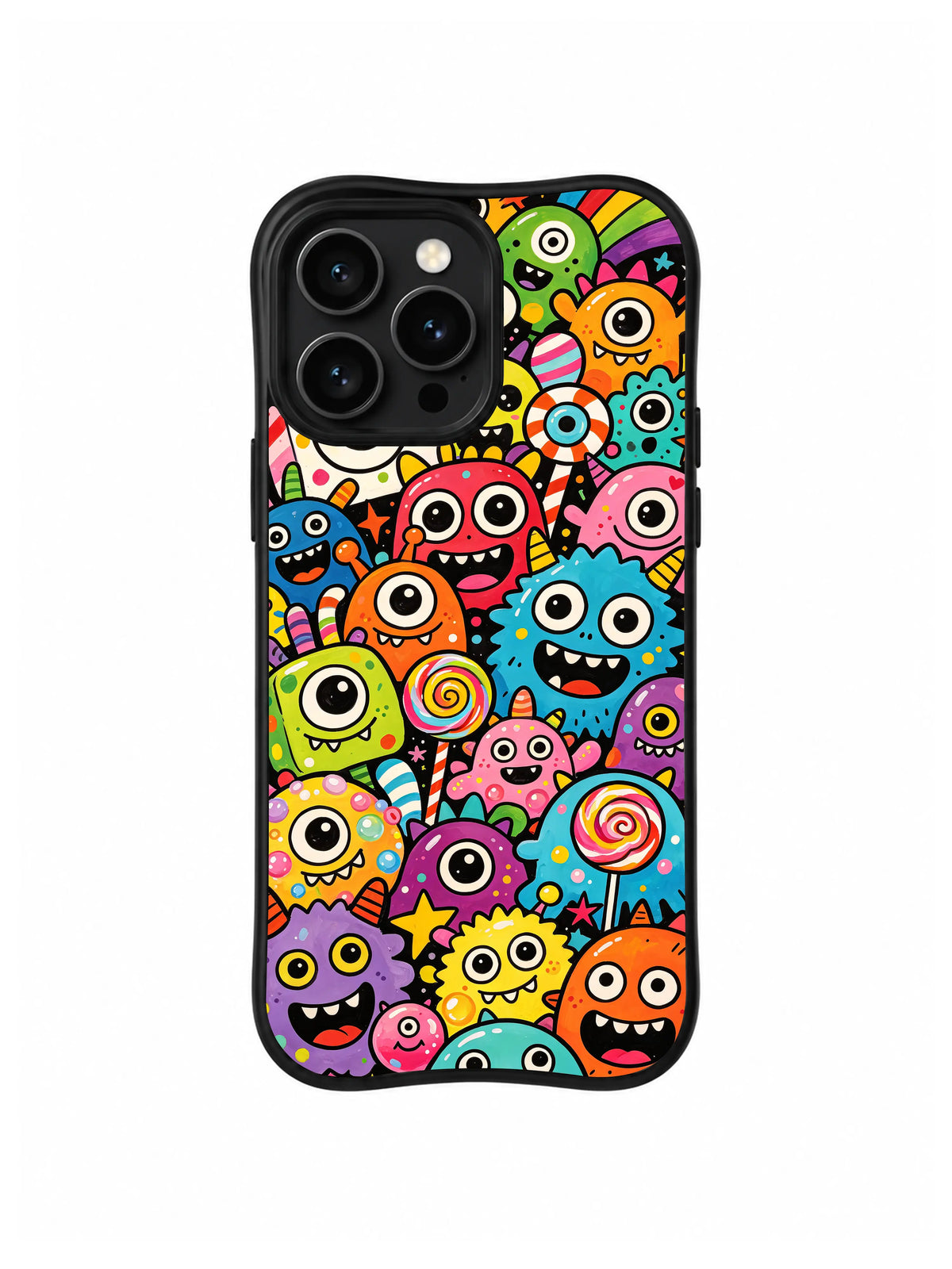Rainbow Chaos Creatures iPhone 13 Pro case in Lollipop Monster Riot pattern