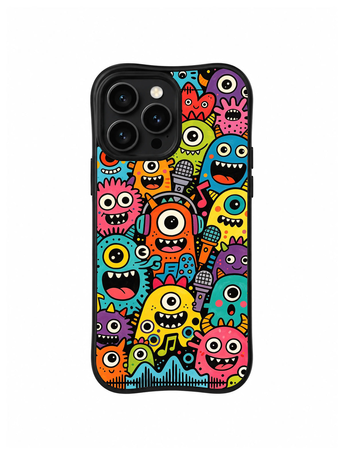 Rainbow Chaos Creatures iPhone 13 Pro case in Music Monster Street pattern