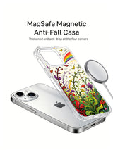 Hand drawn rainbow floral iPhone 15 Plus case detail