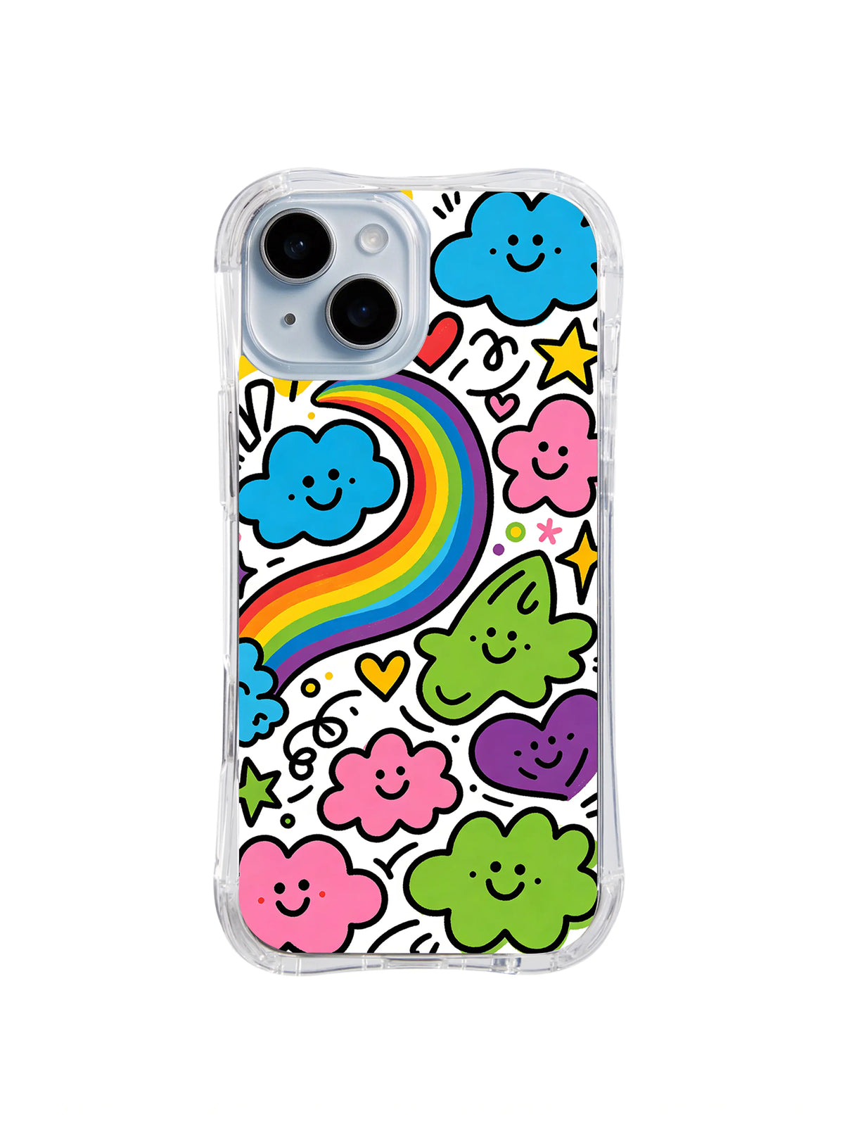 Rainbow Cloud Friends pattern iPhone 14 case