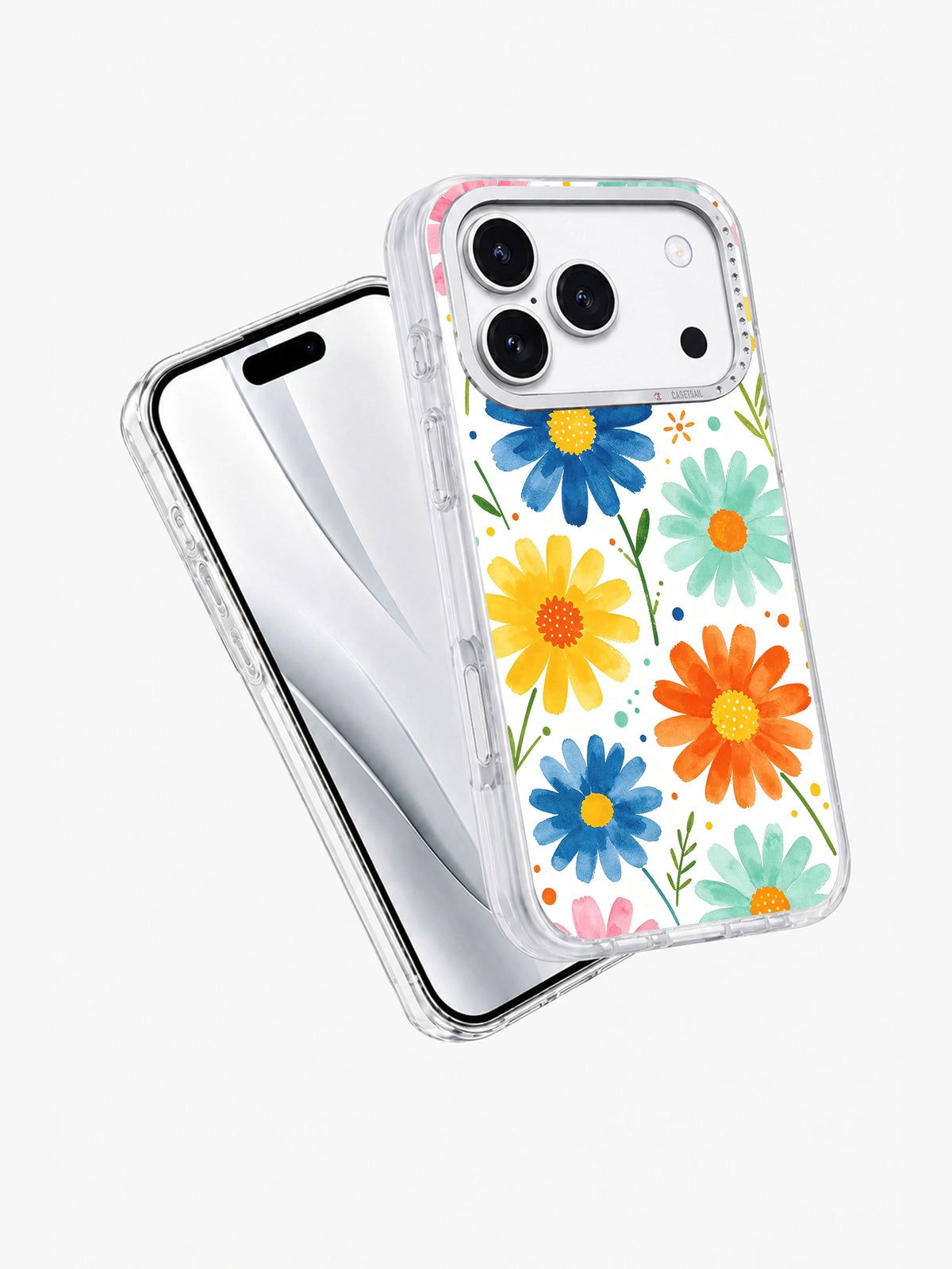 Product or handheld view of the Rainbow Daisy Orchard case