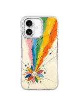 Rainbow energy flower artwork iPhone 16 Pro case with crystal camera frame