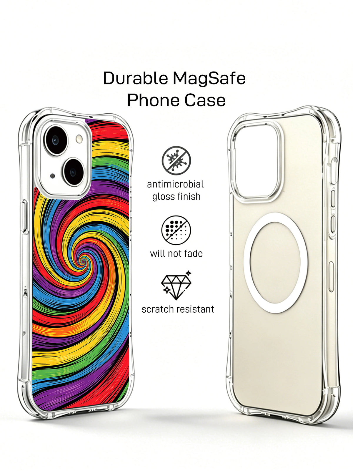 Rainbow Energy Wave iPhone 15 Plus case product view 2