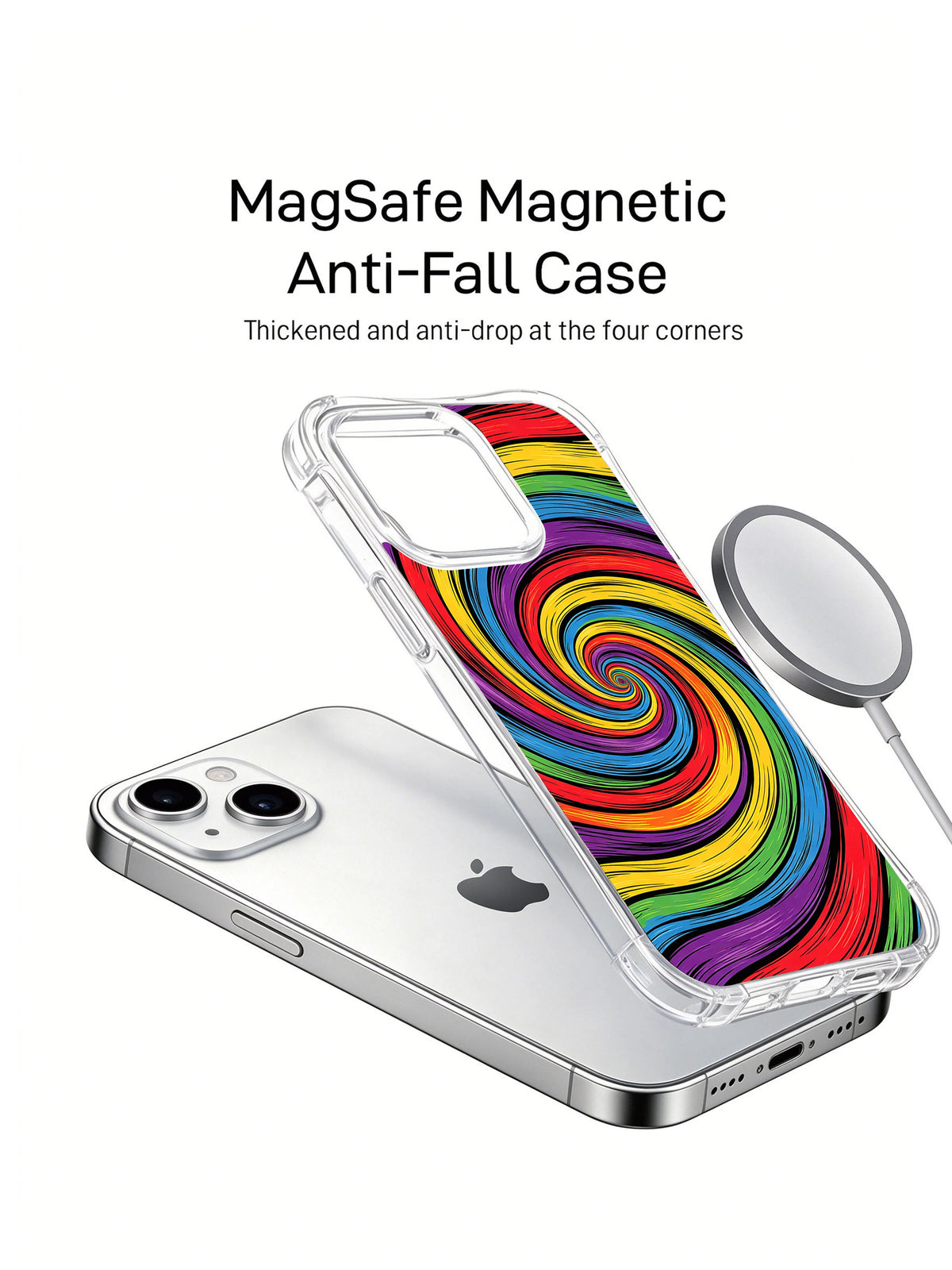 Rainbow Energy Wave iPhone 15 Plus case product view 3