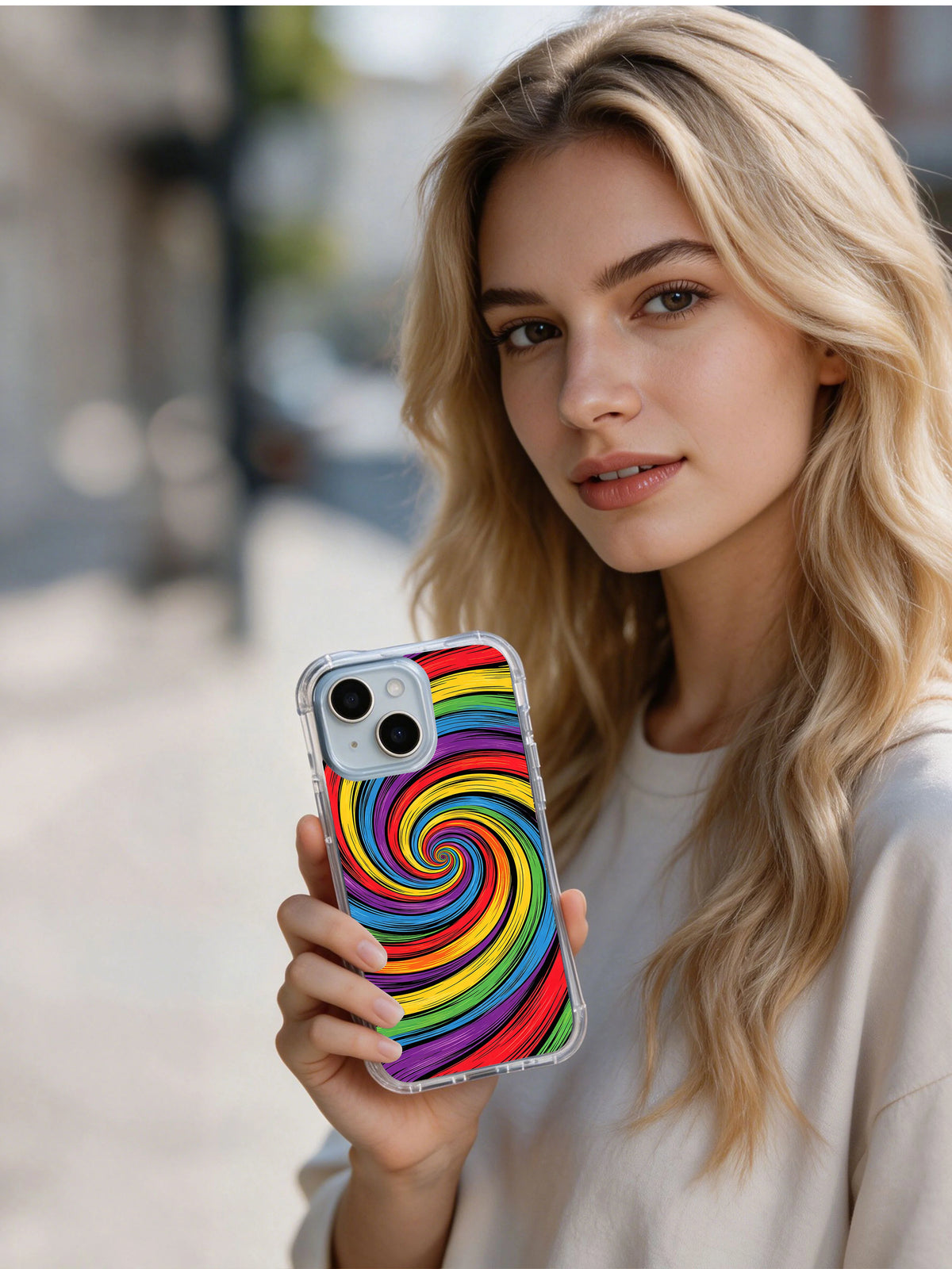 Rainbow Energy Wave iPhone 15 Plus case product view 7