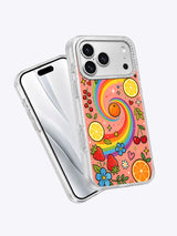 Rainbow Fruit Universe iPhone 17 Pro Max case angled view