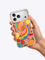 Rainbow Fruit Universe iPhone 17 Pro Max case lifestyle view