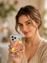 Rainbow Fruit Universe iPhone 17 Pro Max case held in hand