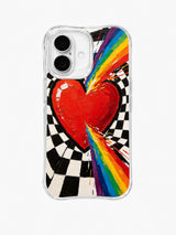 Rainbow Heart Beam pattern iPhone 16 Plus case