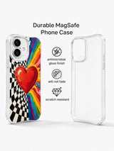 Rainbow Heart Revolution iPhone 16 Plus case features