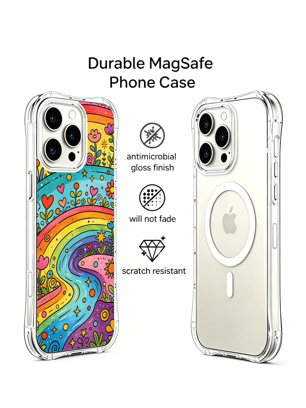 Rainbow Heart River case front and back details