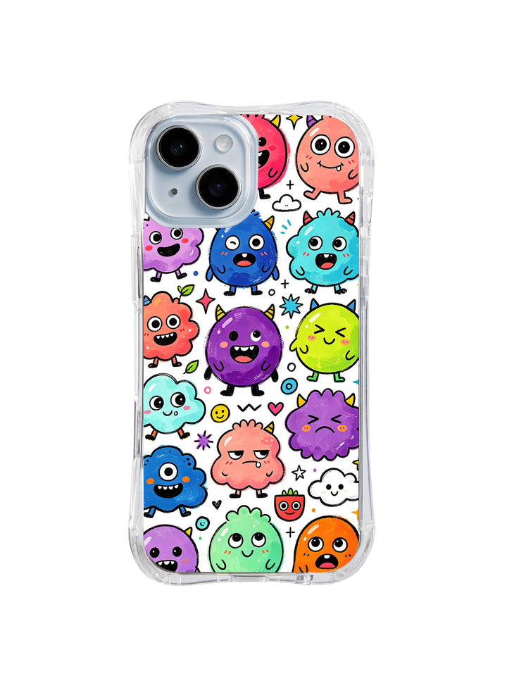 Rainbow Mood Creatures iPhone 15 Plus Case – Cute Monster Art